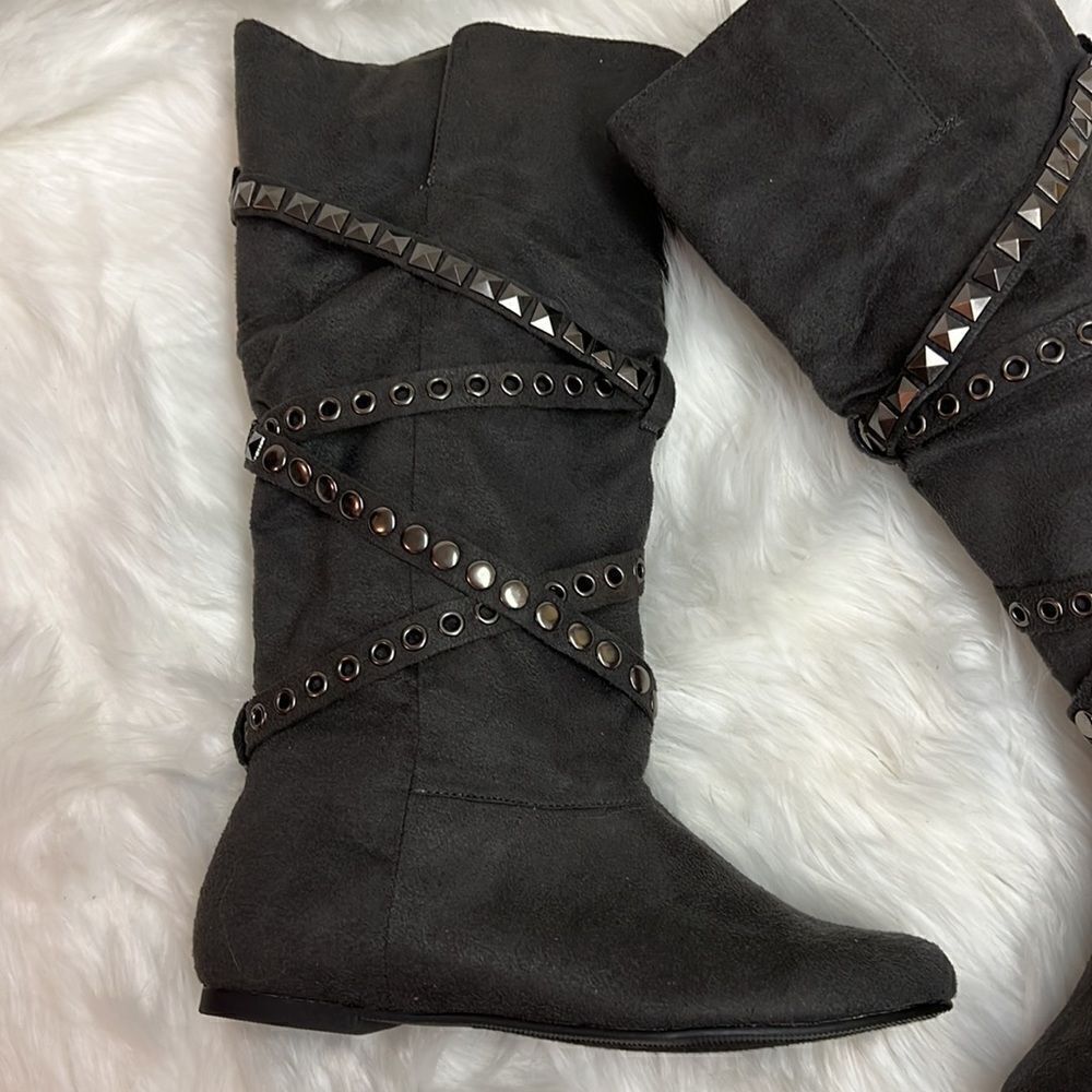 Soda Black Ankle Boots with Studded Straps - Picture 3 of 8